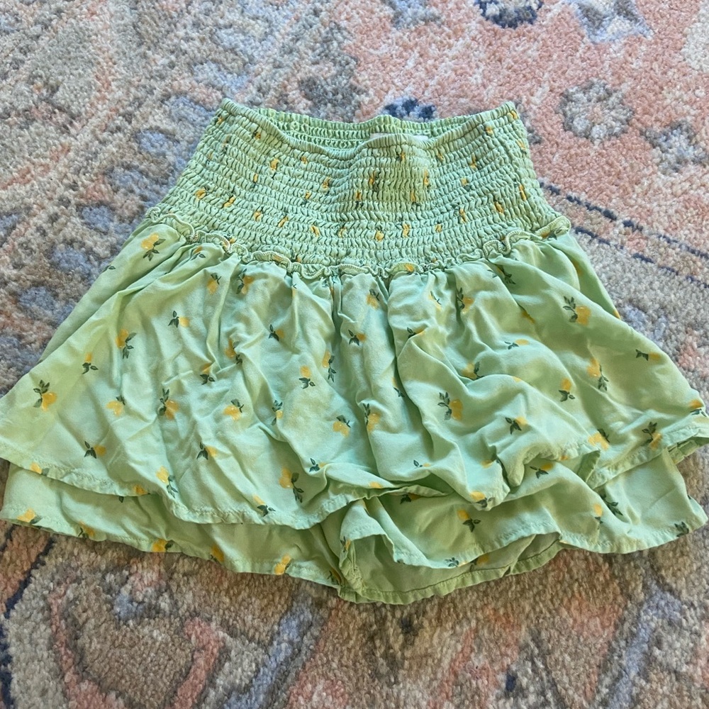 Lemon print green skirt